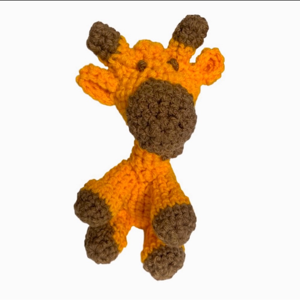 HAND CRAFTED Adorable Colorful Crocheted Amigurumi Stuffed Giraffe Animal Toy - Picture 4 of 6